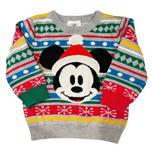 Disney Mickey Mouse Christmas Multi Color Toddler Sweater Size 12-18 Months